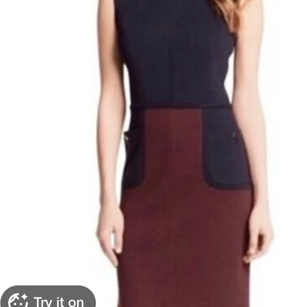 Tory Burch Two-Tone Pencil Skirt in Burgundy and Black